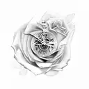 Rose, Roman numerals, clock, family, doves, angels  tattoo design idea