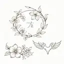 aries, aquarius, taurus, capricorn as small fine line tattoo with a few small flowers tattoo design idea