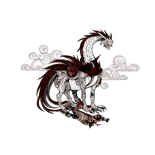 Japanese dragon with oni face  tattoo design idea