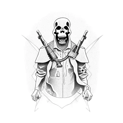 tired tactical grim reaper with Hawaiian shirt tattoo design idea