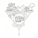 Bus, Train, House, HGV tattoo design idea