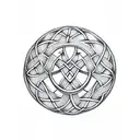 Celtic knot shield with sword and axe tattoo design idea