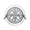 Celtic knot shield with sword and axe tattoo design idea