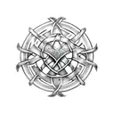 Celtic knot shield with sword and axe tattoo design idea