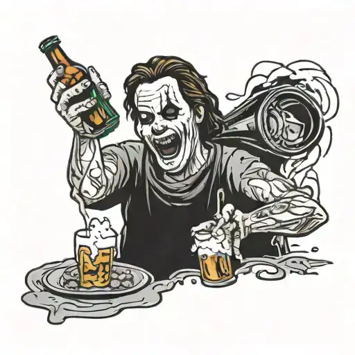 scream michael myers drinking a beer tattoo design idea