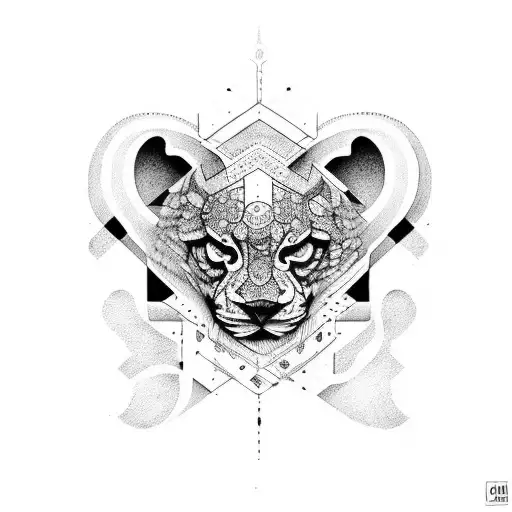 leão com cruz tattoo design idea