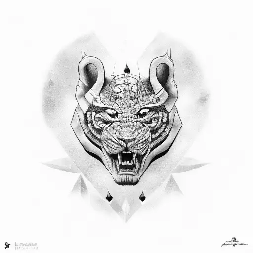 leão com cruz tattoo design idea