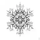 A tattoo design of a snowflake made up of dog paw prints to represent your love for dogs and the cold weather tattoo design idea