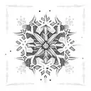 A tattoo design of a snowflake made up of dog paw prints to represent your love for dogs and the cold weather tattoo design idea