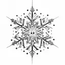 A tattoo design of a snowflake made up of dog paw prints to represent your love for dogs and the cold weather tattoo design idea