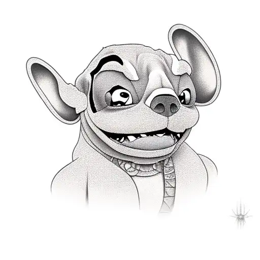 stitch Disney and french buldog tattoo design idea
