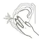 Create a minimalist tattoo with a theme of keeping silence. It will feature two elements: a finger covering lips. tattoo design idea