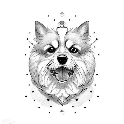 cute dog with owner tattoo design idea