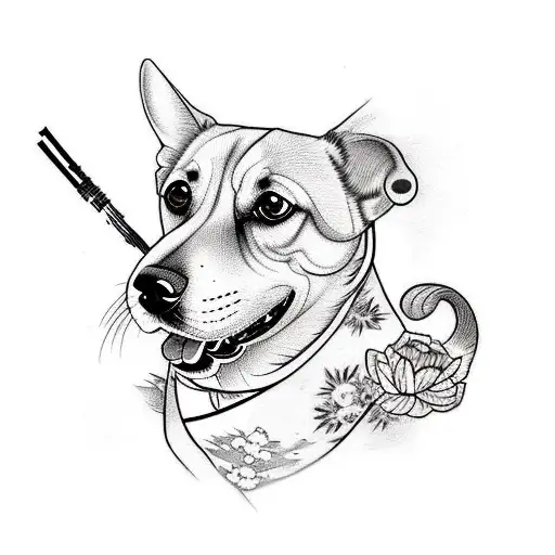 cute dog with owner tattoo design idea
