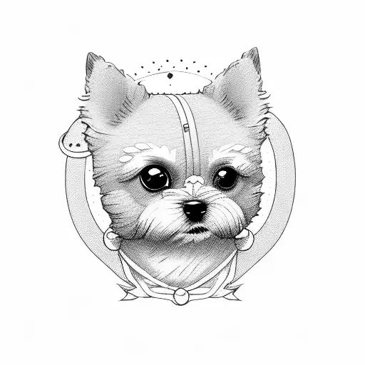 cute dog with owner tattoo design idea
