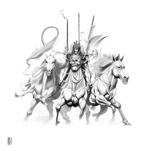 Four horsemen of the apocalypse japanese theme tattoo design idea