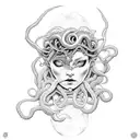 intense medusa with moon tattoo design idea