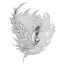 Phoenix bird acompannied by koi fish tattoo design idea