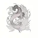 Phoenix bird acompannied by koi fish tattoo design idea