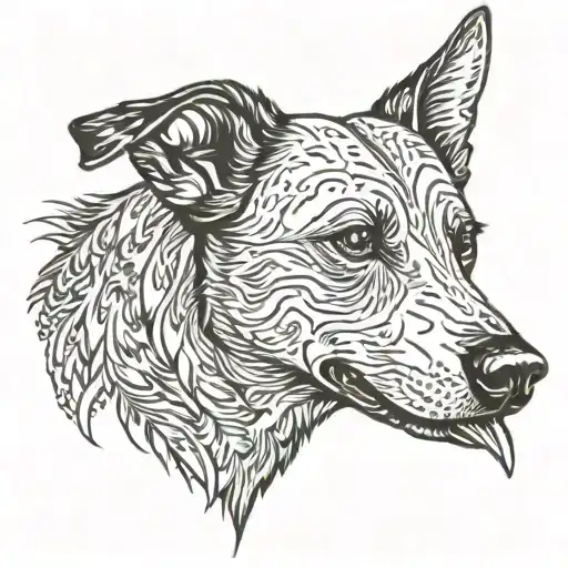outline of cattle dogs head with lip and tooth showing  tattoo design idea