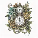 clock with time 19:35 and date 08/24/2023 father and son tattoo tattoo design idea