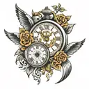 clock with time 19:35 and date 08/24/2023 father and son tattoo tattoo design idea