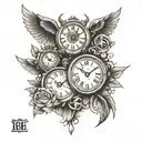 clock with time 19:35 and date 08/24/2023 father and son tattoo tattoo design idea