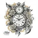 clock with time 19:35 and date 08/24/2023 father and son tattoo tattoo design idea