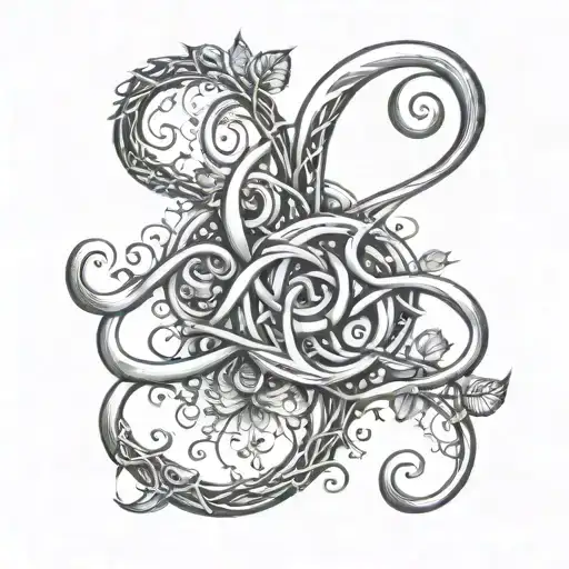 An infinity symbol intertwined with elements like a small tree or vine, symbolizing continuous growth. tattoo design idea
