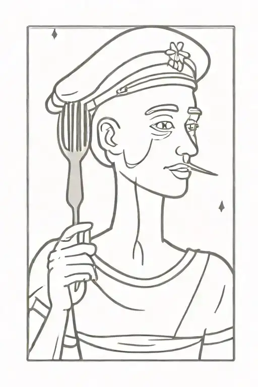 sailor stick figure with fork on face tattoo design idea
