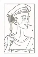 sailor stick figure with fork on face tattoo design idea