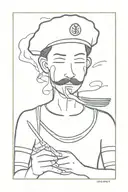 sailor stick figure with fork on face tattoo design idea