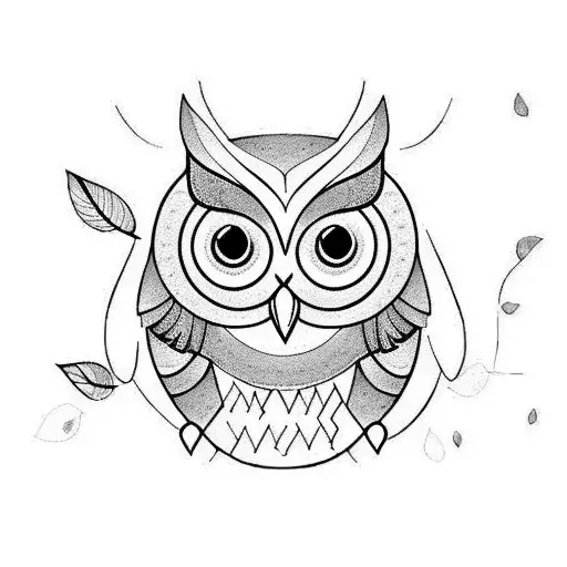 owl and olive branch tattoo design idea