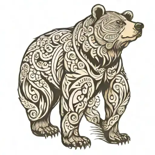 bear standing tattoo design idea