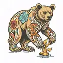 bear standing tattoo design idea