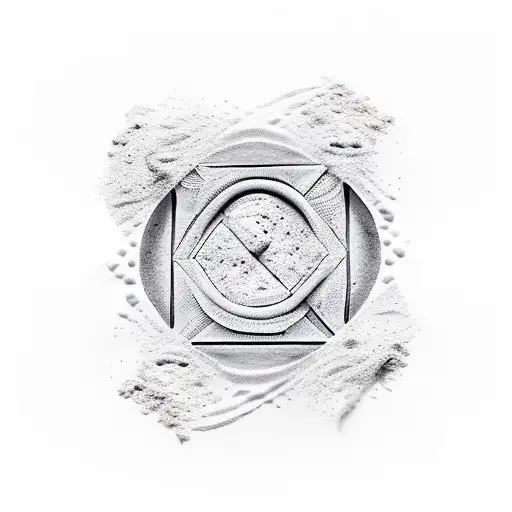 Create a small, minimalist hourglass with the sand turning into intricate patterns or symbols representing morality. tattoo design idea