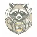 mechanic racoon beer tattoo design idea