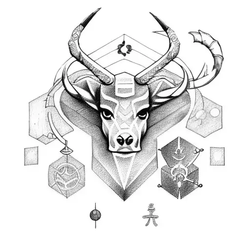 a tattoo with zodiac signs. two Cancers, a Taurus and a Sagittarius tattoo design idea
