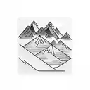MOUNTAINS WITH SNOW BEACH tattoo design idea