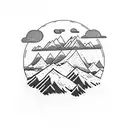 MOUNTAINS WITH SNOW AND BEACH tattoo design idea