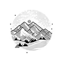 MOUNTAINS WITH SNOW AND BEACH tattoo design idea