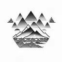 MOUNTAINS WITH SNOW AND BEACH tattoo design idea