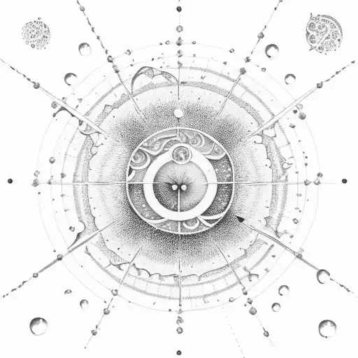 An intricate Pisces constellation with water droplets tattoo design idea