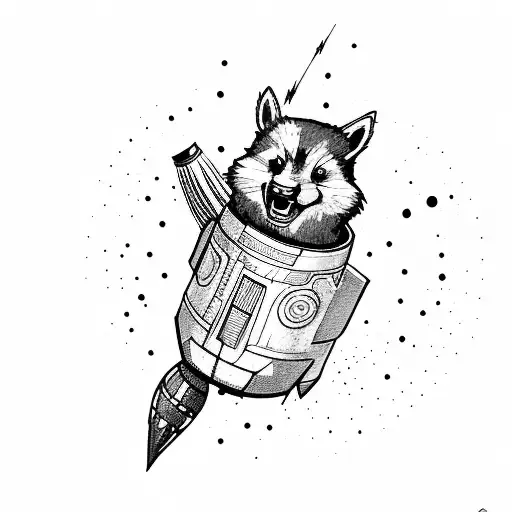 rocket from guardian of the galaxy holding a gun tattoo design idea