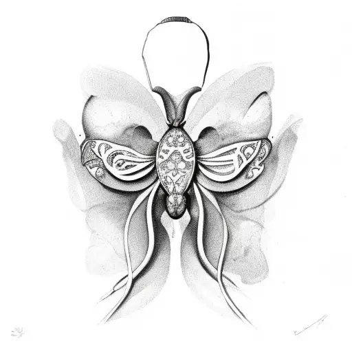 uterus with butterfly  tattoo design idea