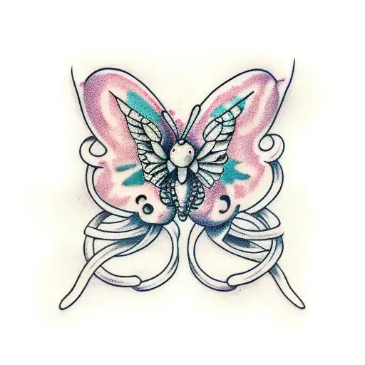 uterus with butterfly  tattoo design idea