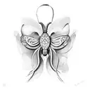 uterus with butterfly  tattoo design idea