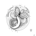 uterus with butterfly  tattoo design idea