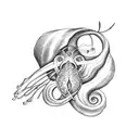 uterus with butterfly  tattoo design idea