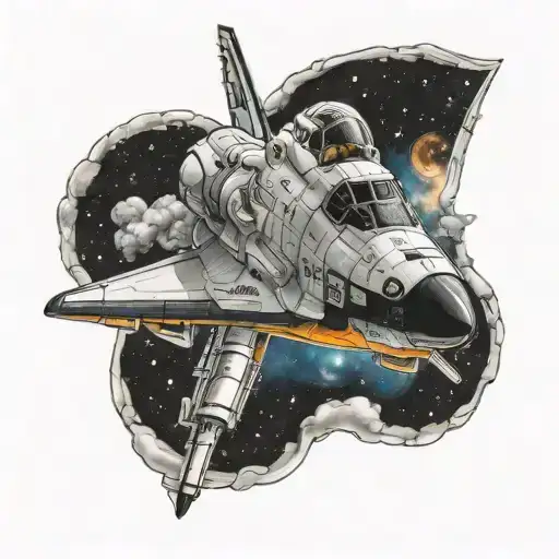 space shuttle flying tattoo design idea